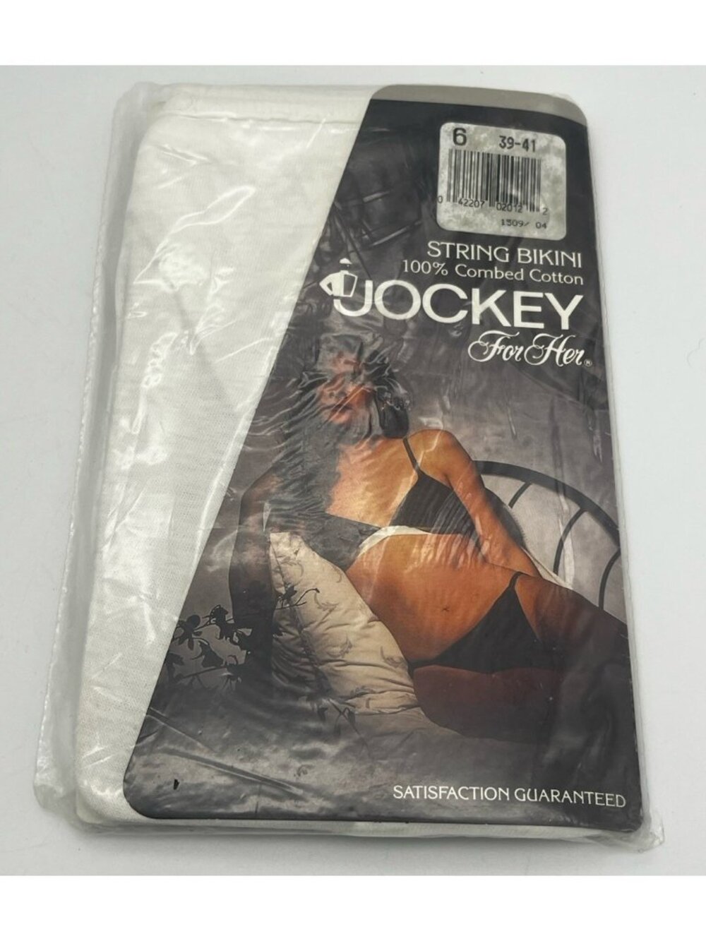 Vintage 1989 Jockey for Her String Bikini 100% Cotton White Size 6 39-41 1509